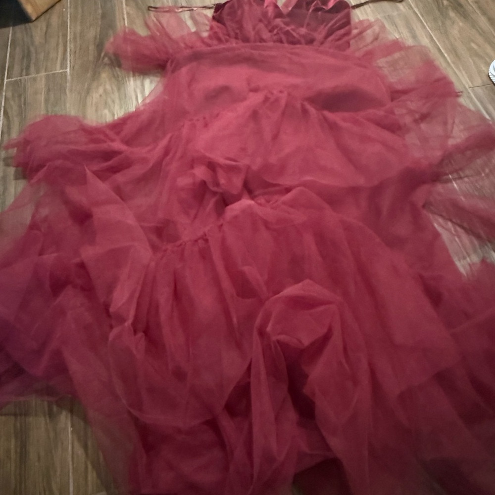 BCBGMaxAzria Red Ruffled Tiered Gown for Prom